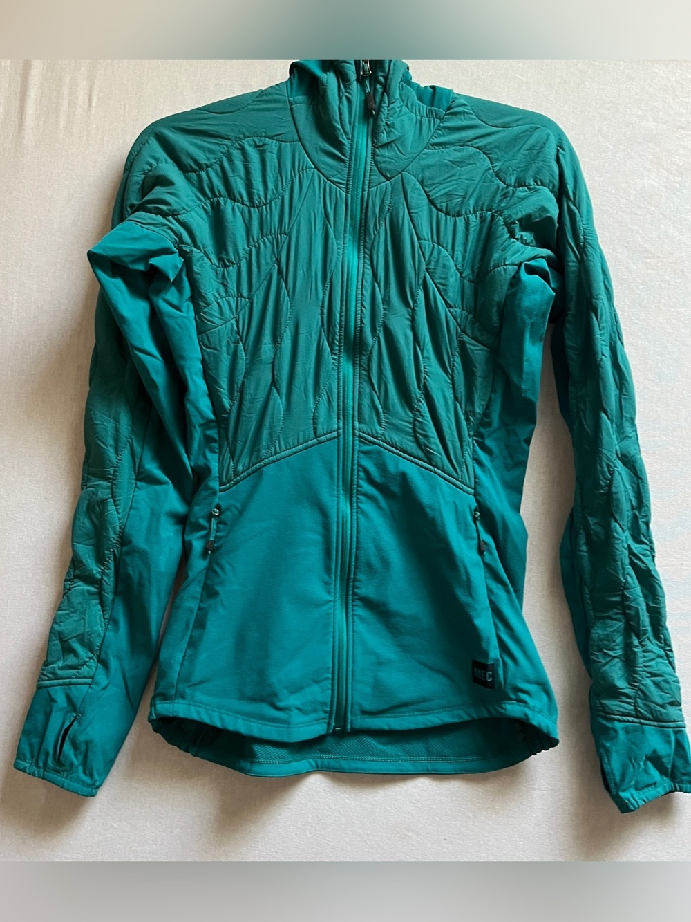 MEC Womens Teal Lightweight Insulated Fitted Active Jacket Sz XS